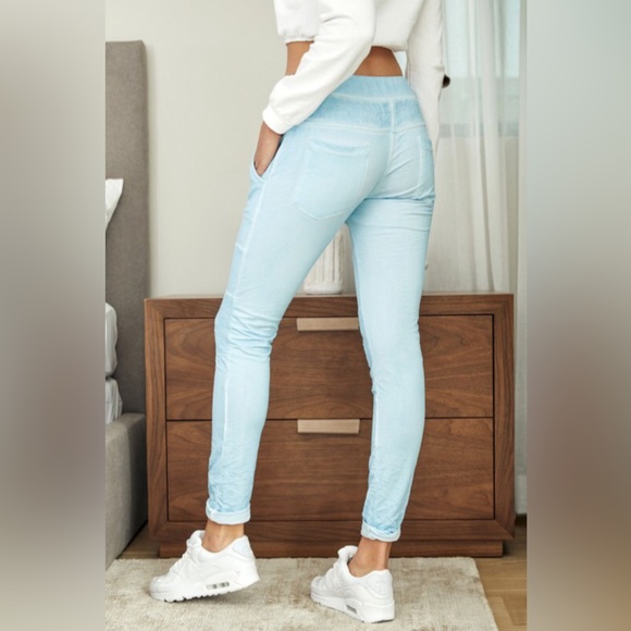 Venti 6 Baby Blue Pastel Moto Ankle Jogger Sweat Pants - Picture 2 of 3